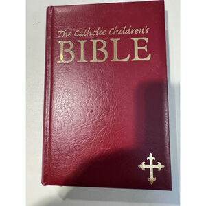 Catholic Childrens Bible Book Burgundy Gold Edge Vintage